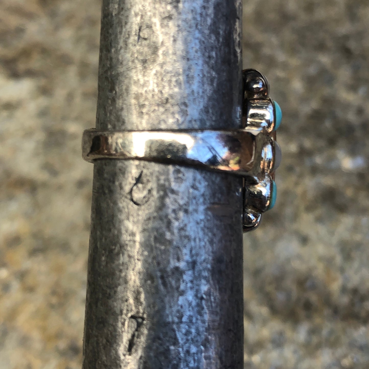 Faceted Rose Quartz Sterling Silver Turquoise & Mother of Pearl Multi Stone Modern Ring