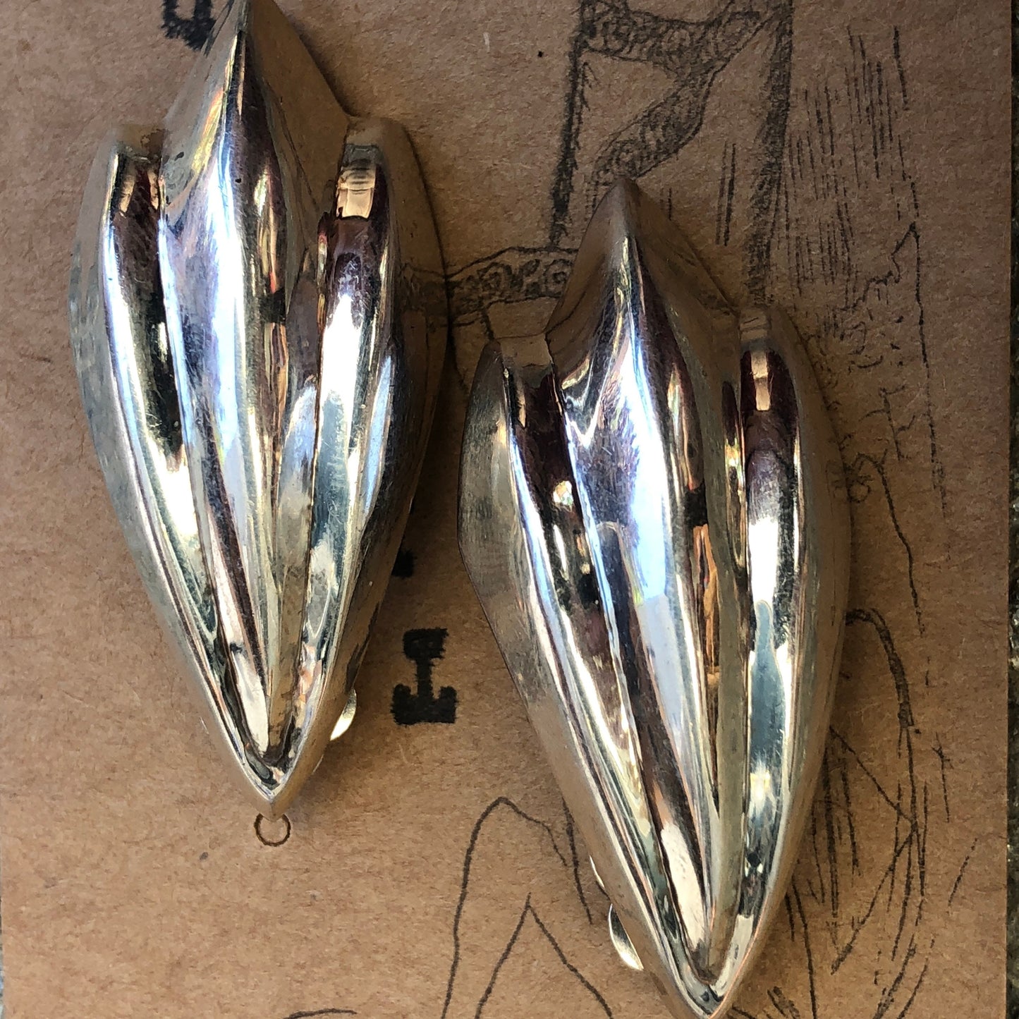Sterling Silver Domed Repoussé Large Clip On Earrings