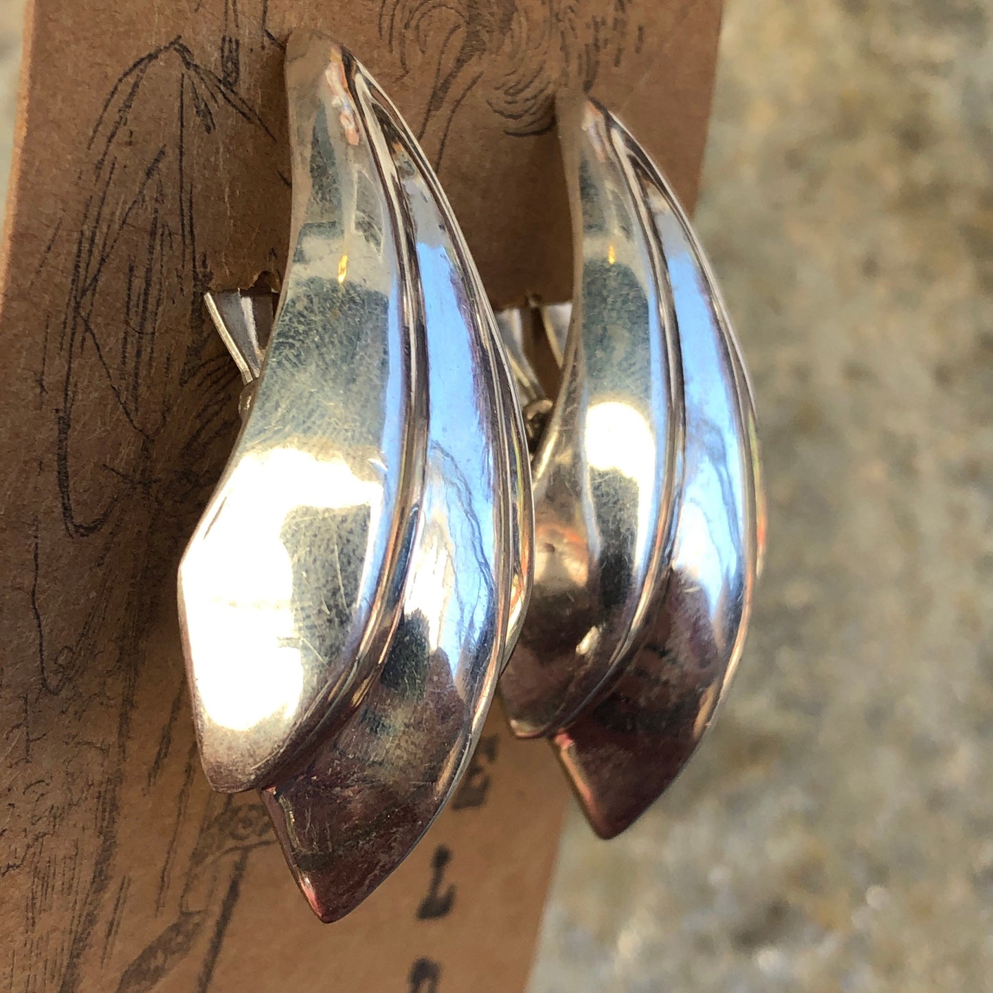 Sterling Silver Domed Repoussé Large Clip On Earrings