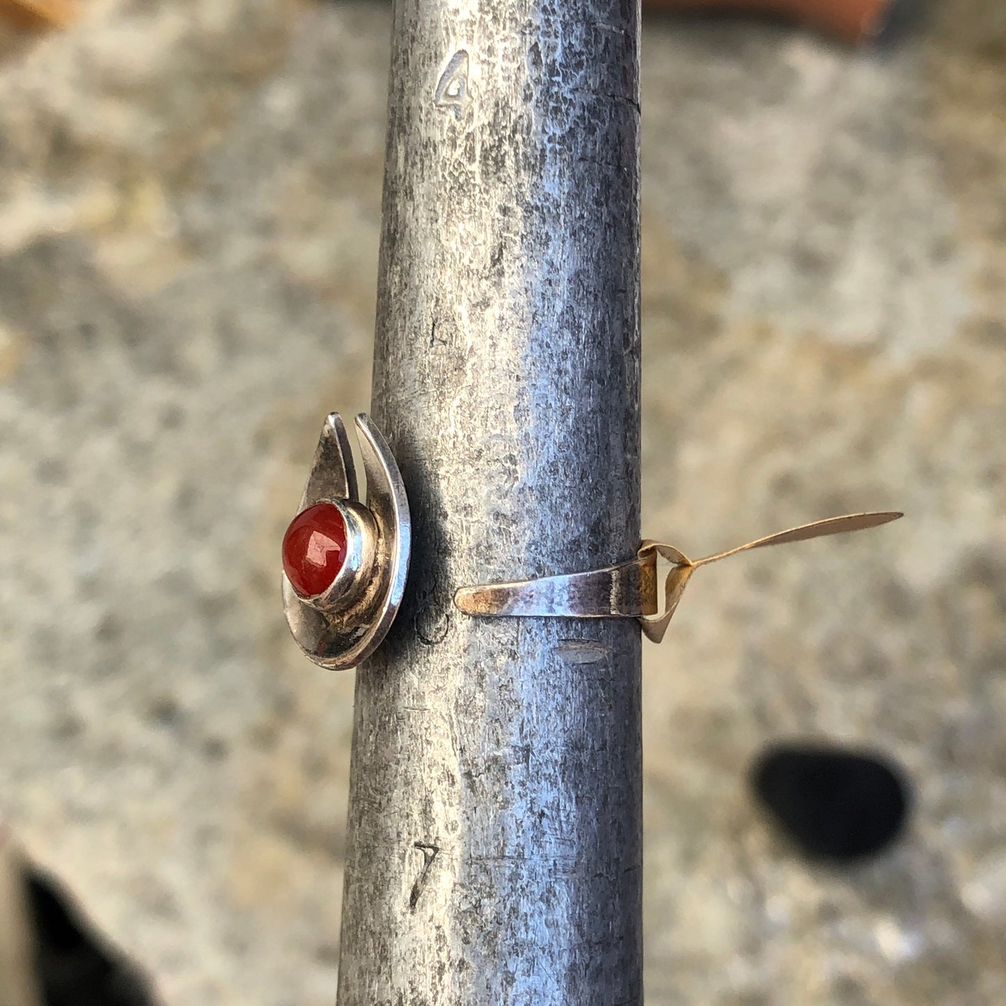 Sterling Silver & Carnelian Israel Ring