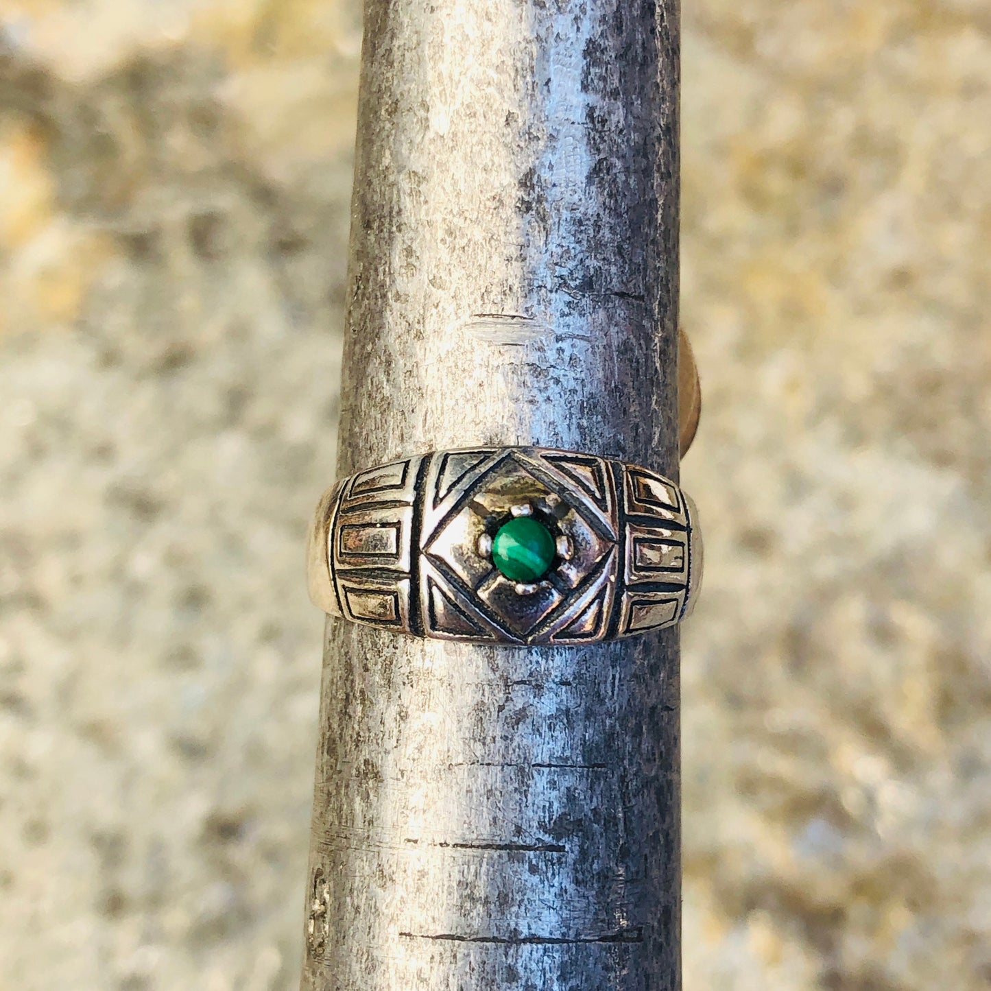 Sterling Silver & Malachite Southwest Ring