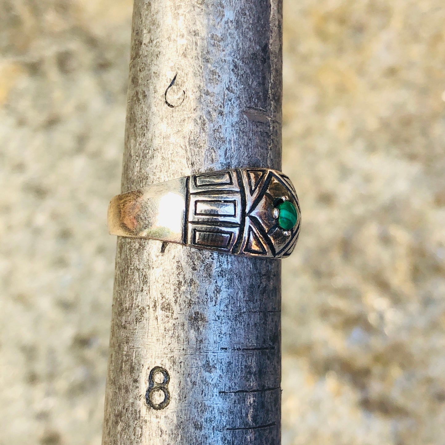Sterling Silver & Malachite Southwest Ring