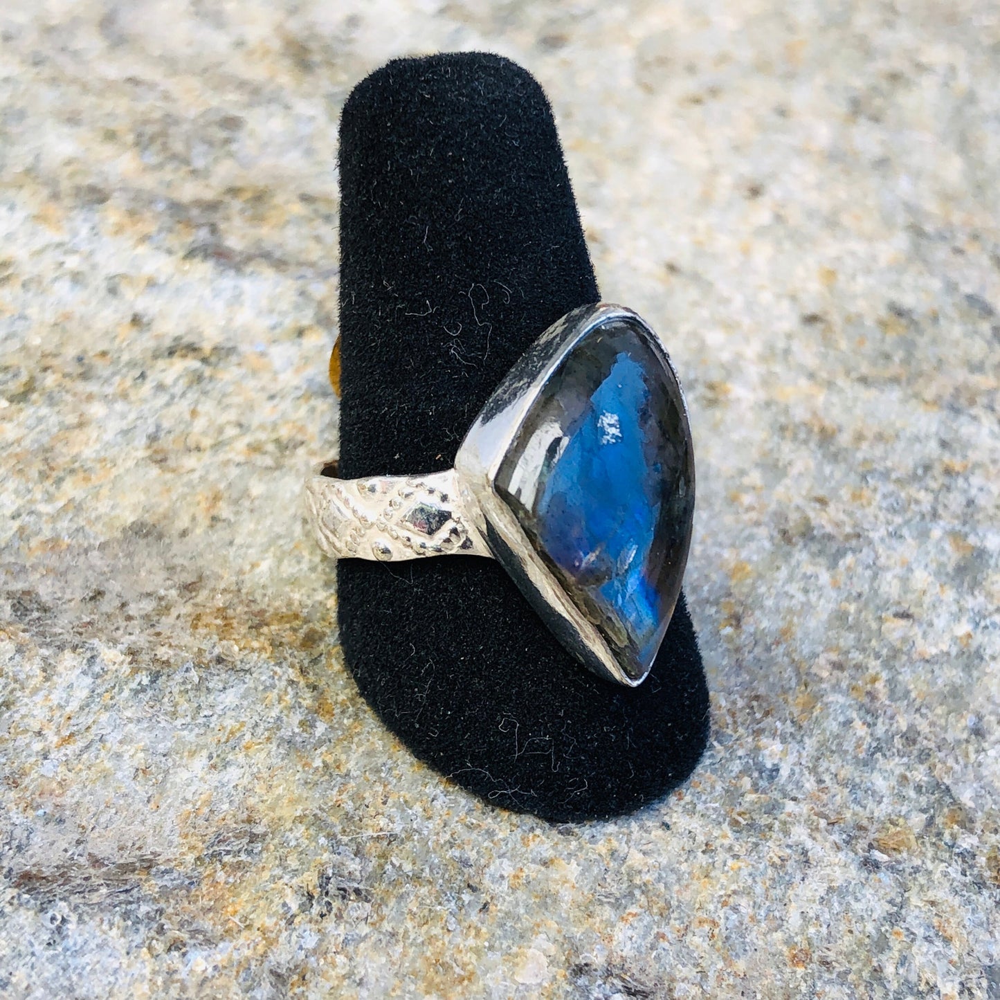 Labradorite Gemstone Bezel Set in Sterling Silver Ring