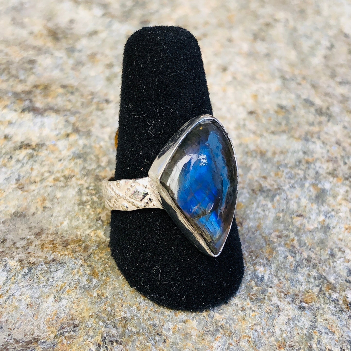 Labradorite Gemstone Bezel Set in Sterling Silver Ring