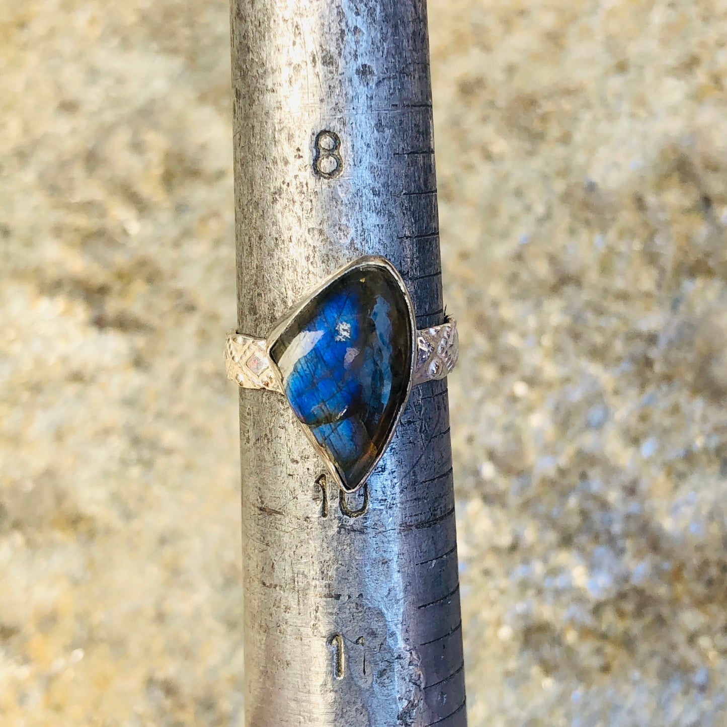 Labradorite Gemstone Bezel Set in Sterling Silver Ring