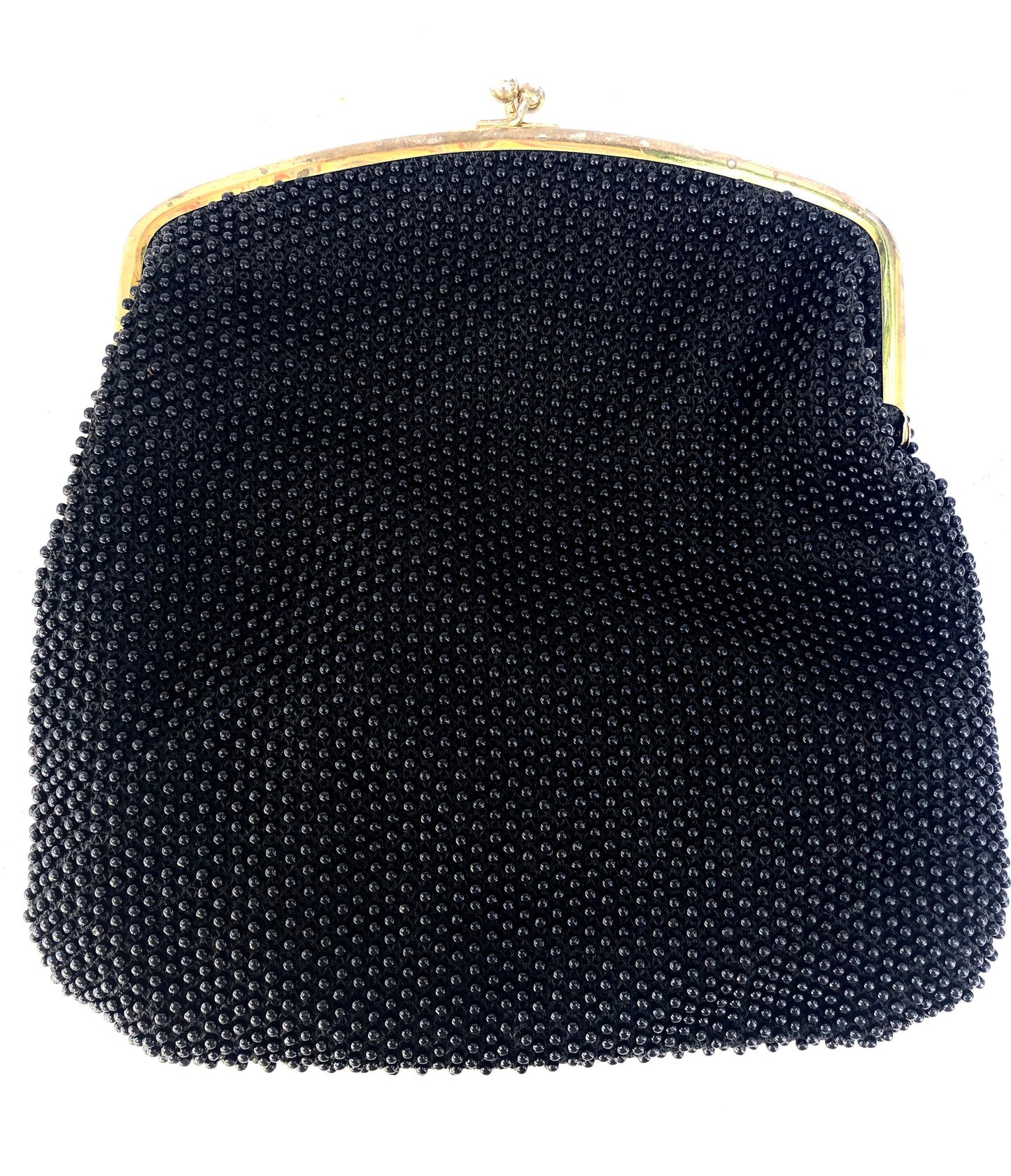 Vintage Black Plastic Bubble Bead Clutch Purse