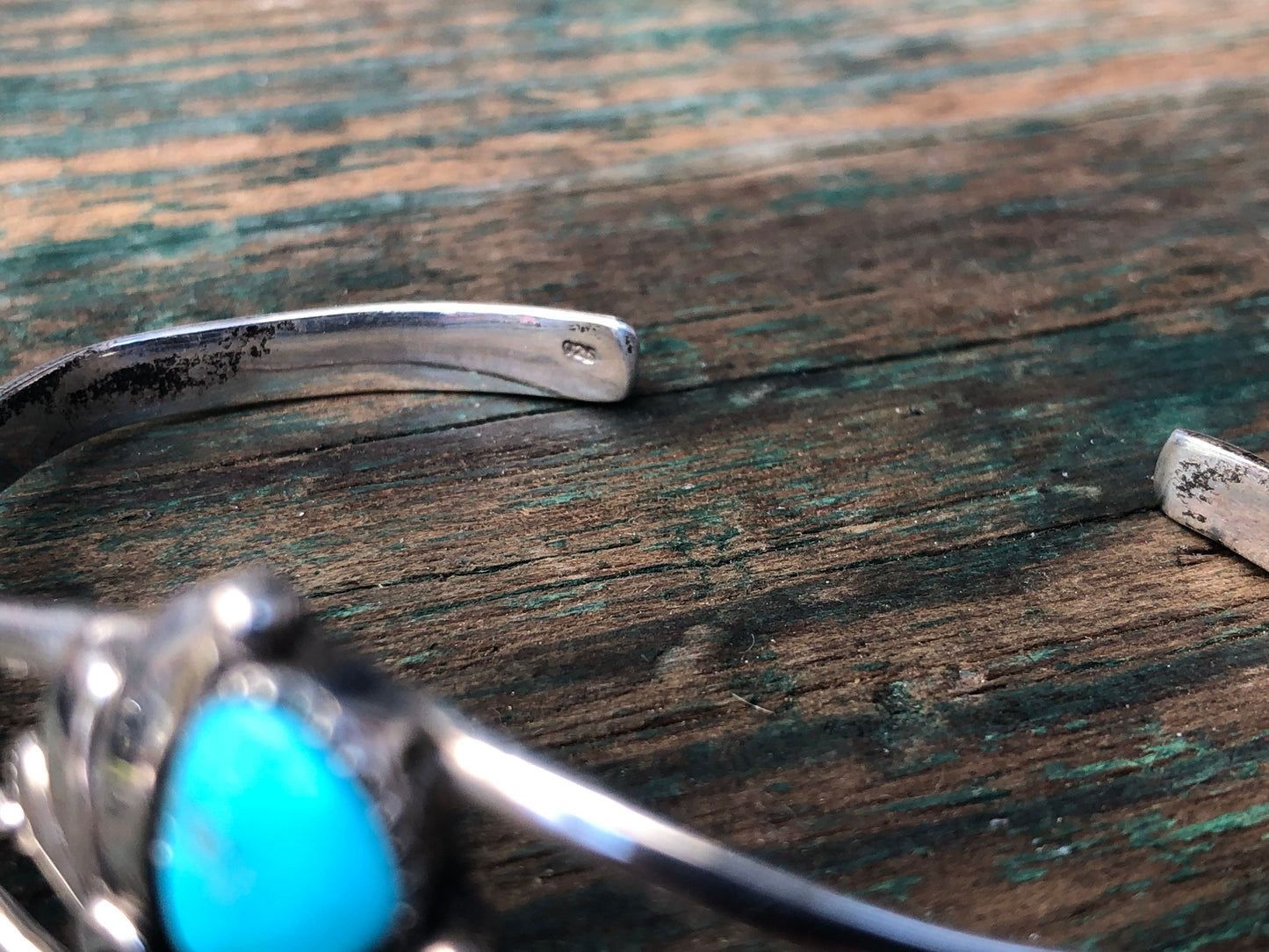 Gorgeous 2 stone Turquoise Gemstone Native American Vintage Sterling Silver Cuff Bracelet