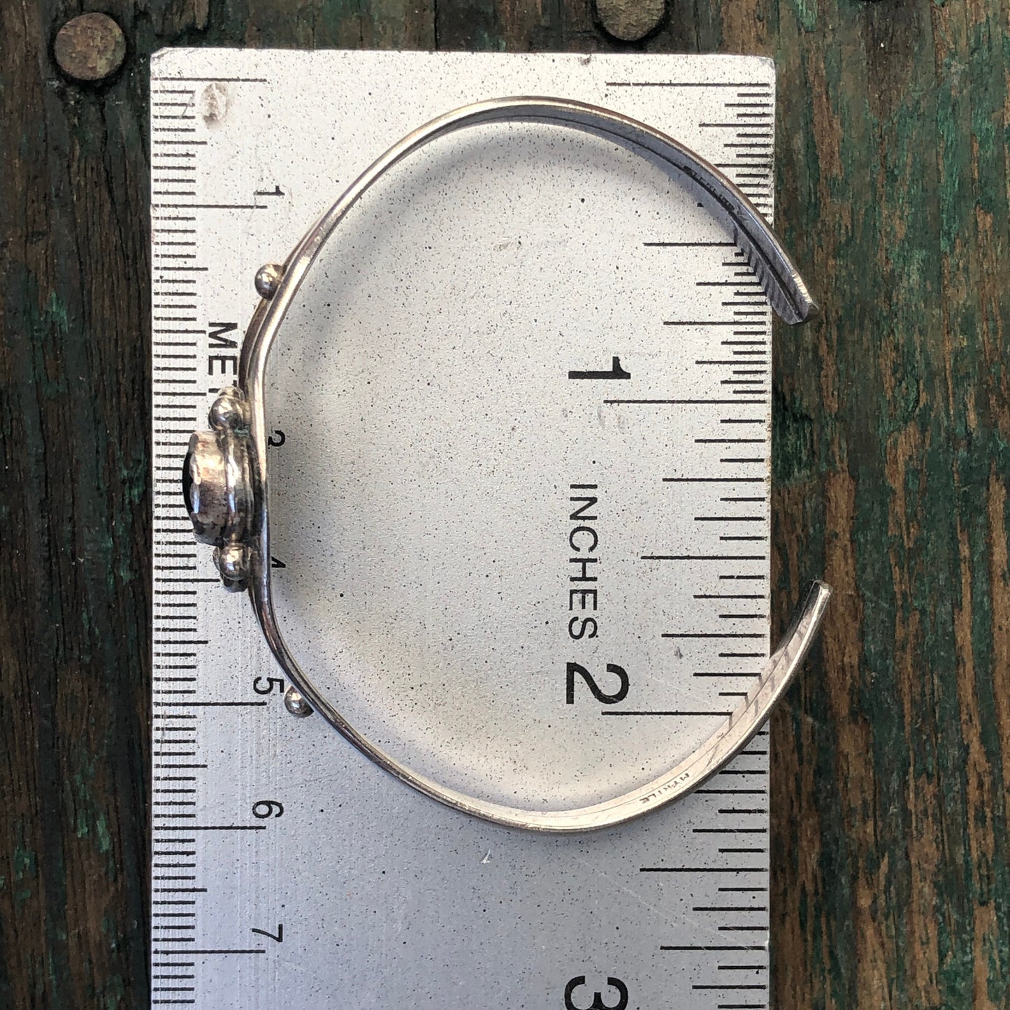 Vintage Native American Sterling Silver & Abalone Cuff Bracelet