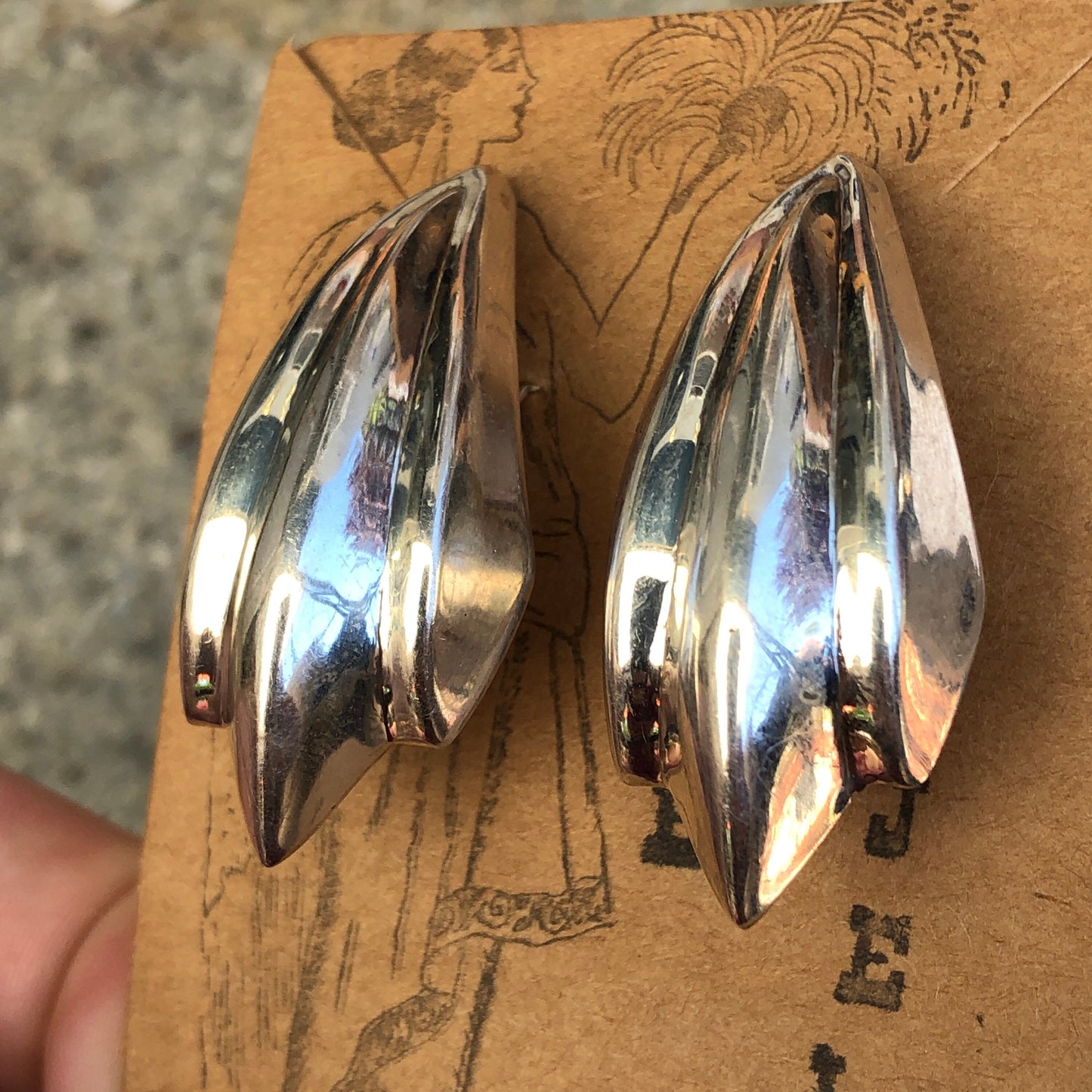 Sterling Silver Domed Repoussé Large Clip On Earrings