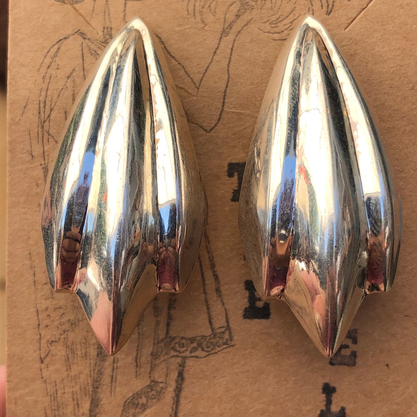 Sterling Silver Domed Repoussé Large Clip On Earrings