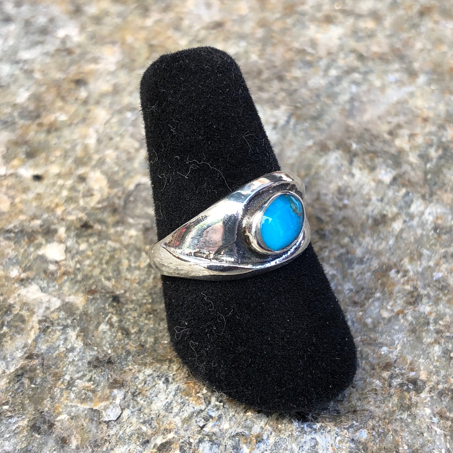 Sterling Silver & Turquoise Cabochon Swirl Ring
