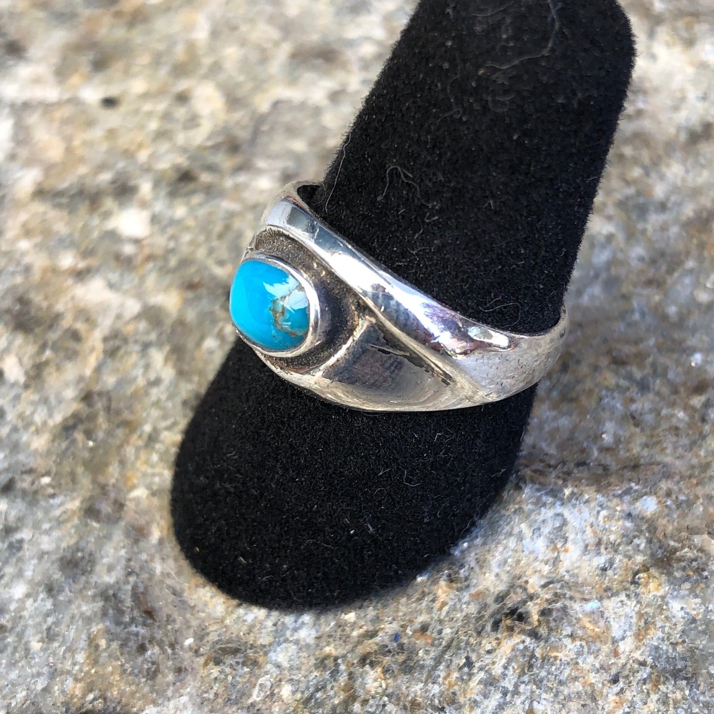 Sterling Silver & Turquoise Cabochon Swirl Ring