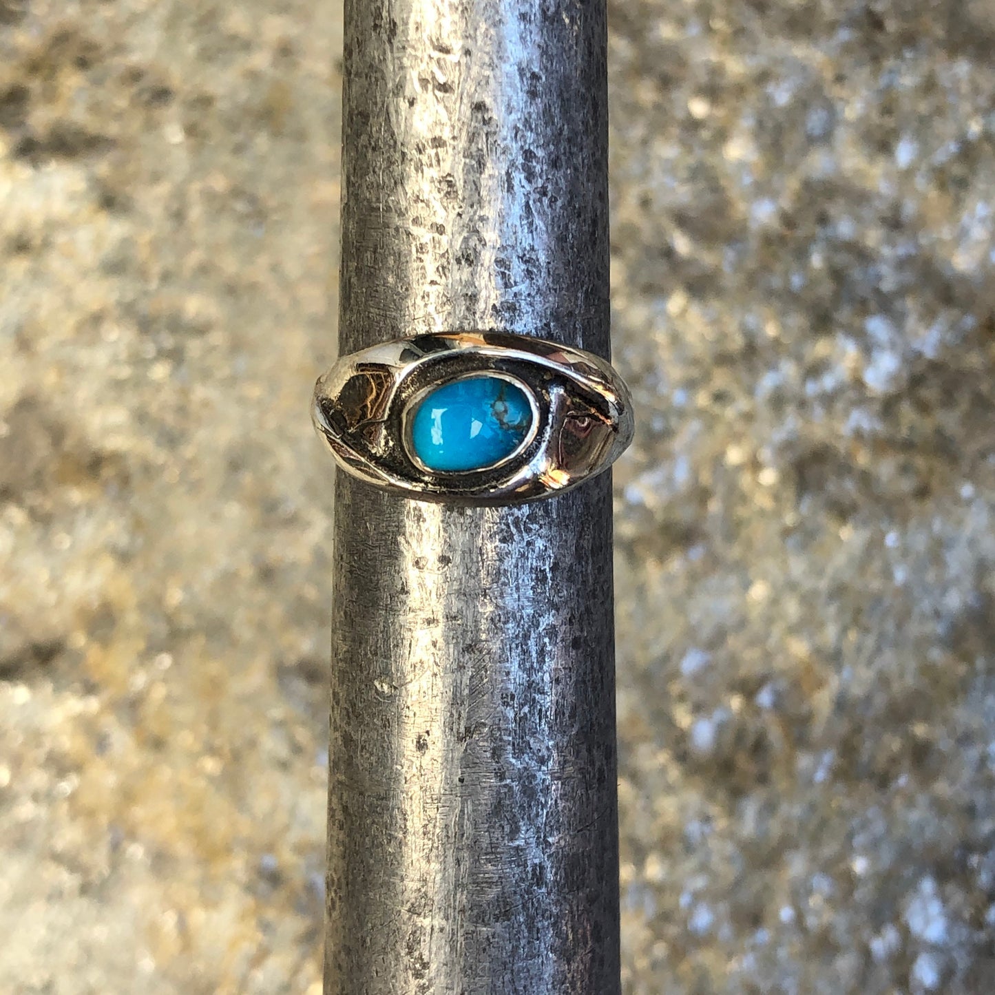 Sterling Silver & Turquoise Cabochon Swirl Ring