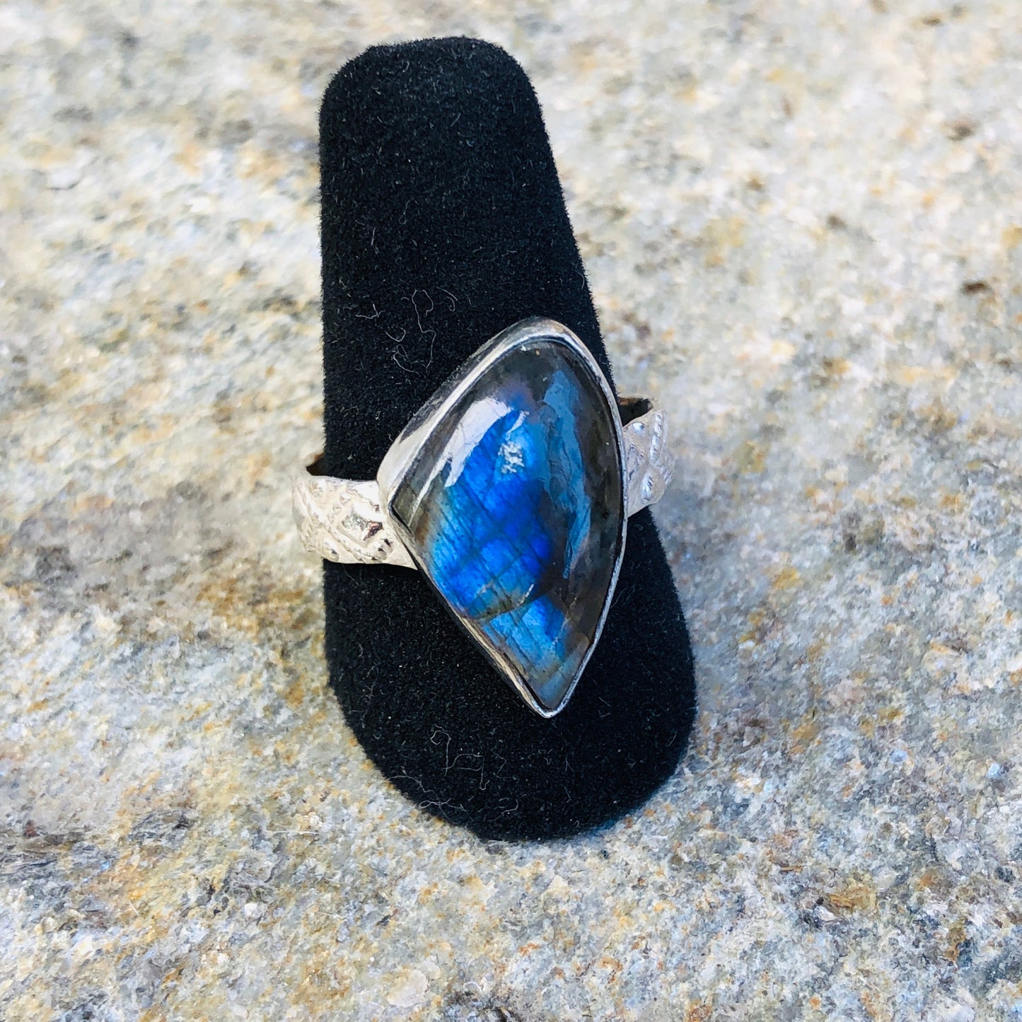 Labradorite Gemstone Bezel Set in Sterling Silver Ring