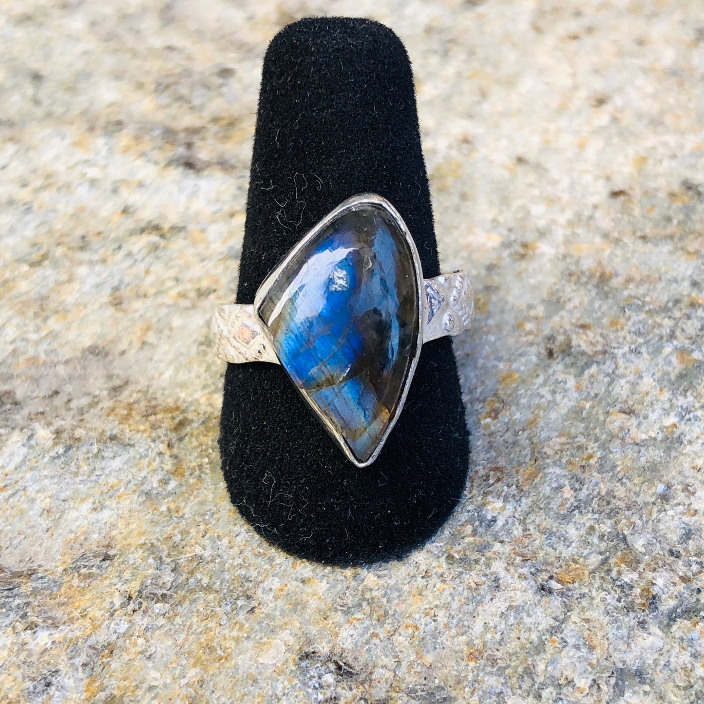 Labradorite Gemstone Bezel Set in Sterling Silver Ring