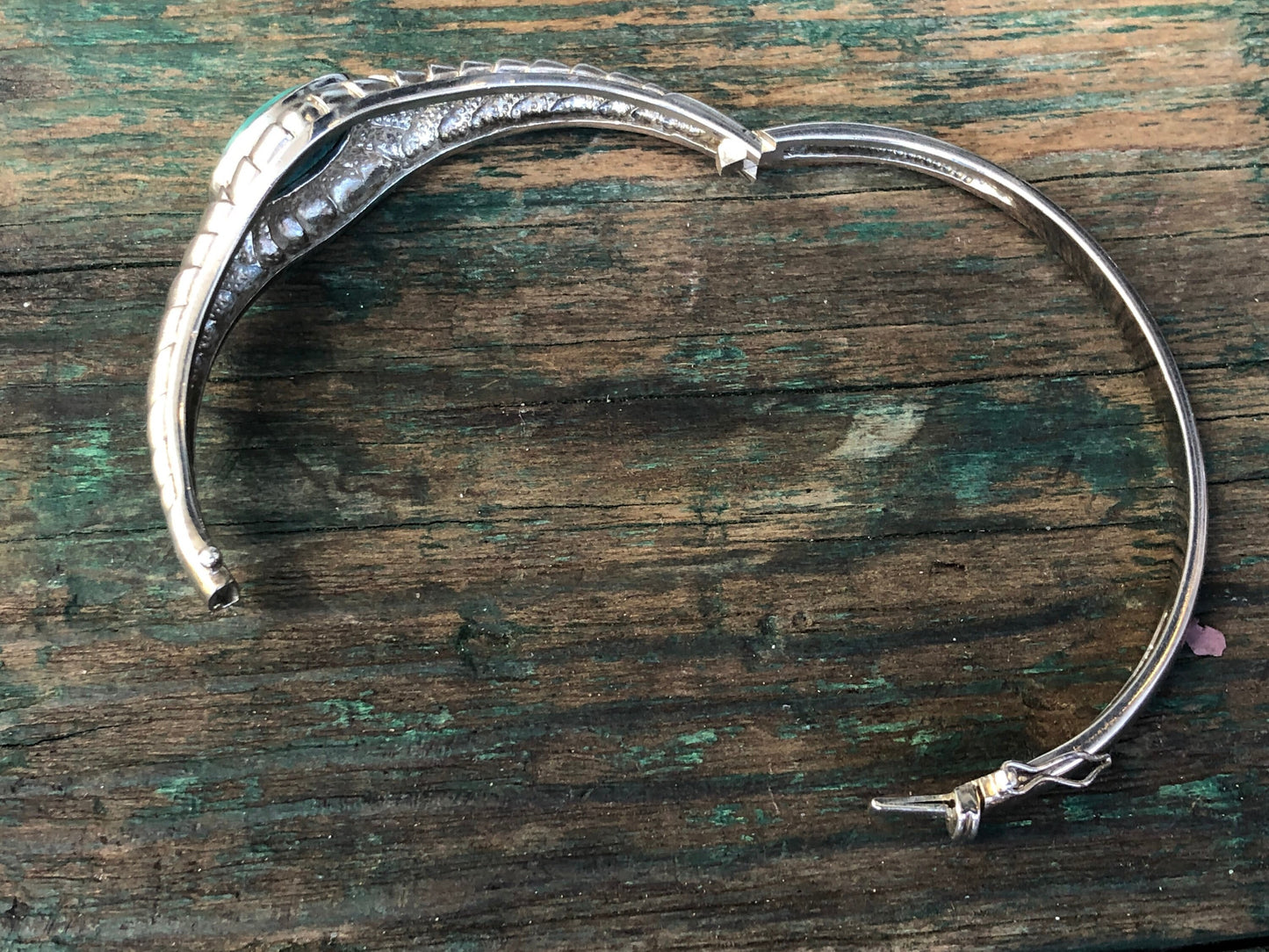 Sterling silver vintage turquoise geometric bangle bracelet