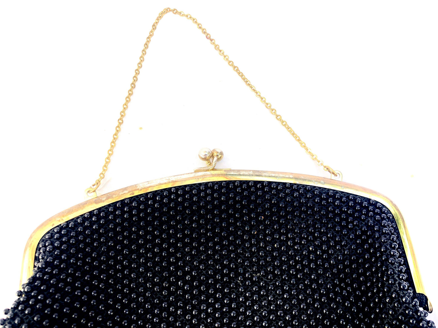 Vintage Black Plastic Bubble Bead Clutch Purse