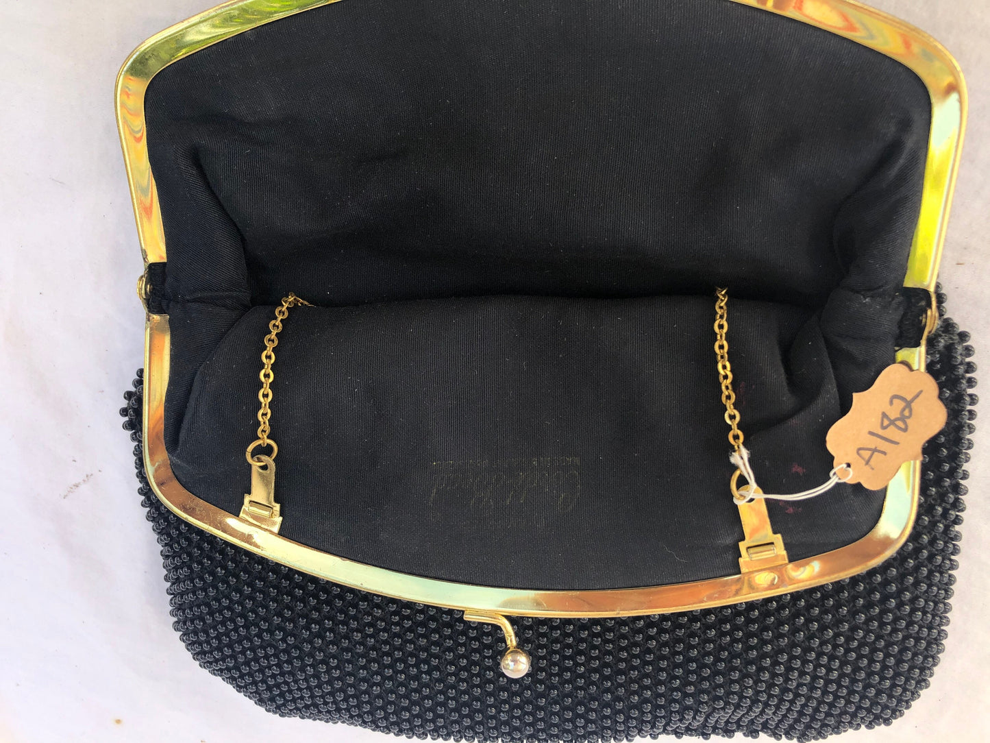 Vintage Black Plastic Bubble Bead Clutch Purse
