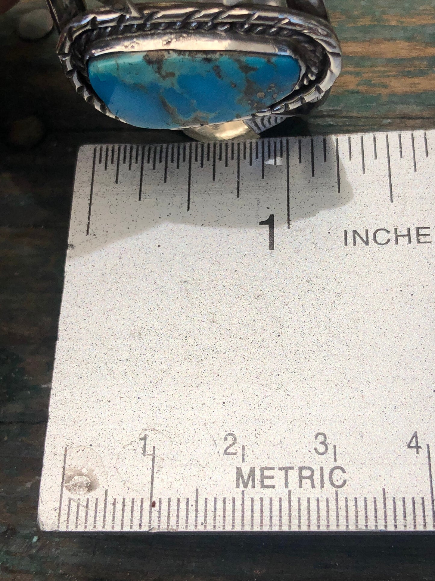 Vintage Turquoise Native American Sterling Silver Southwest Old Pawn Moon Cuff Bracelet