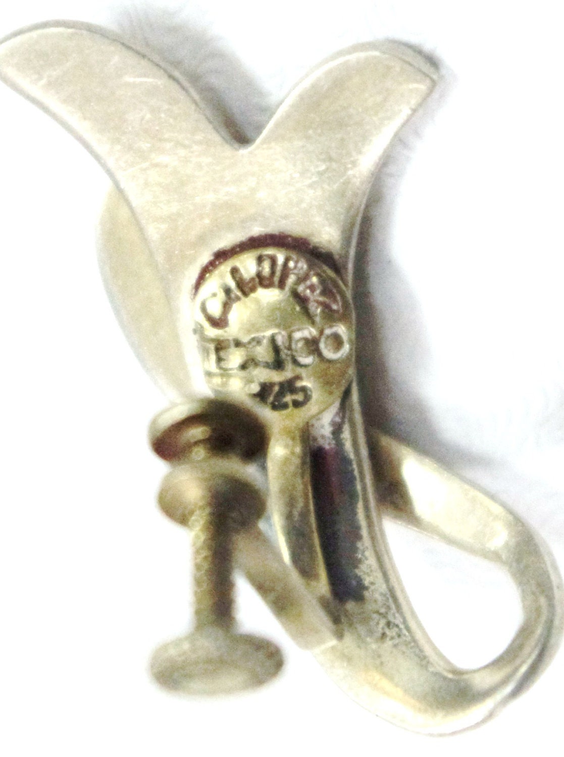 Vintage Sterling Silver Squash Blossom Native S.American Indian Screw Back Earrings