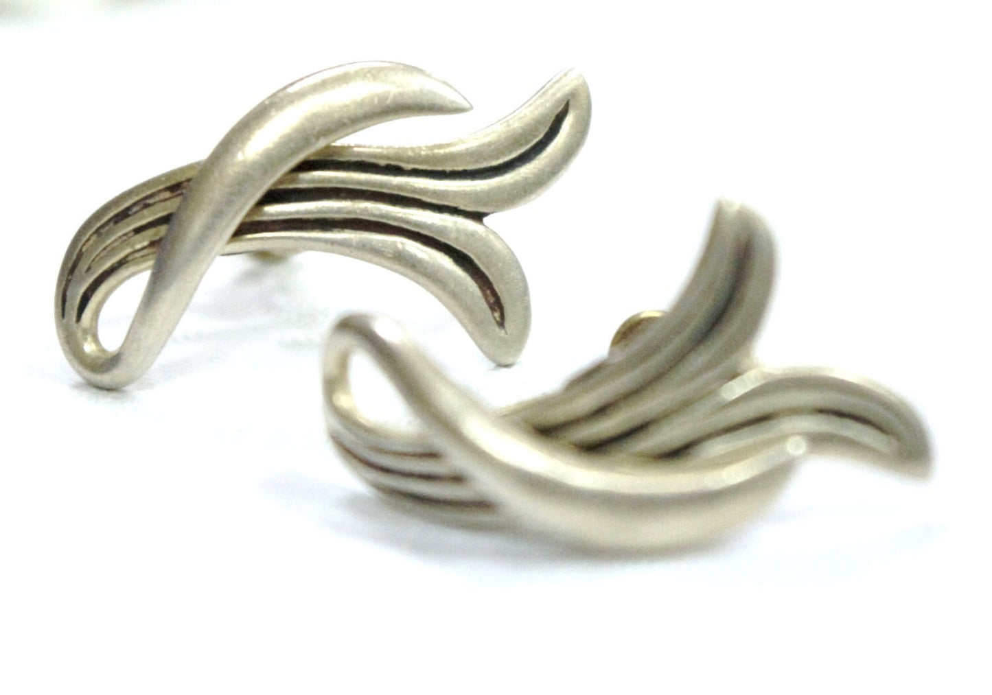 Vintage Sterling Silver Squash Blossom Native S.American Indian Screw Back Earrings