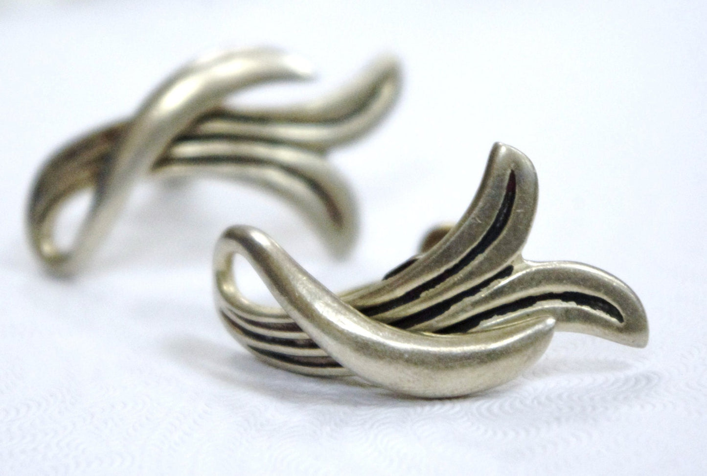 Vintage Sterling Silver Squash Blossom Native S.American Indian Screw Back Earrings