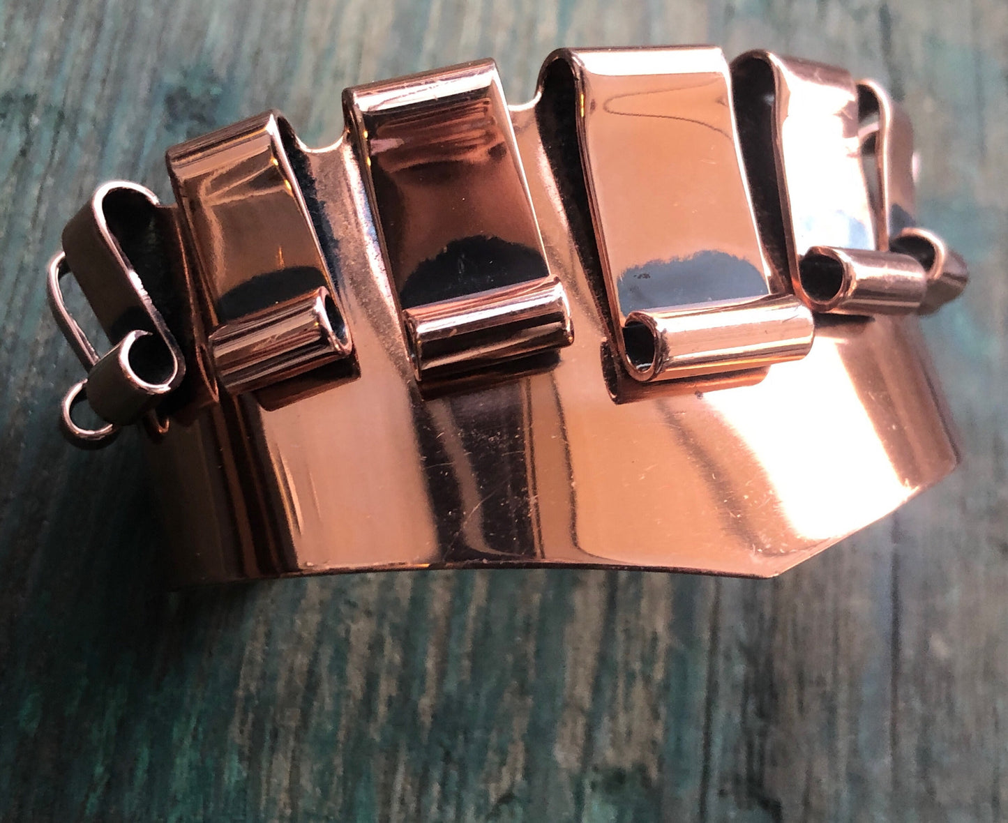 Vintage Renoir Copper Chevron 3D Unique Cuff Bracelet