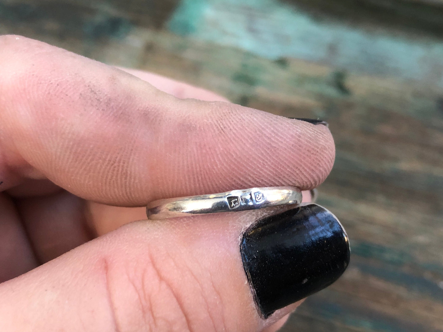 Antique Blue Enamel Scarab Sterling Silver Art Nouveau English Hallmarked Ring