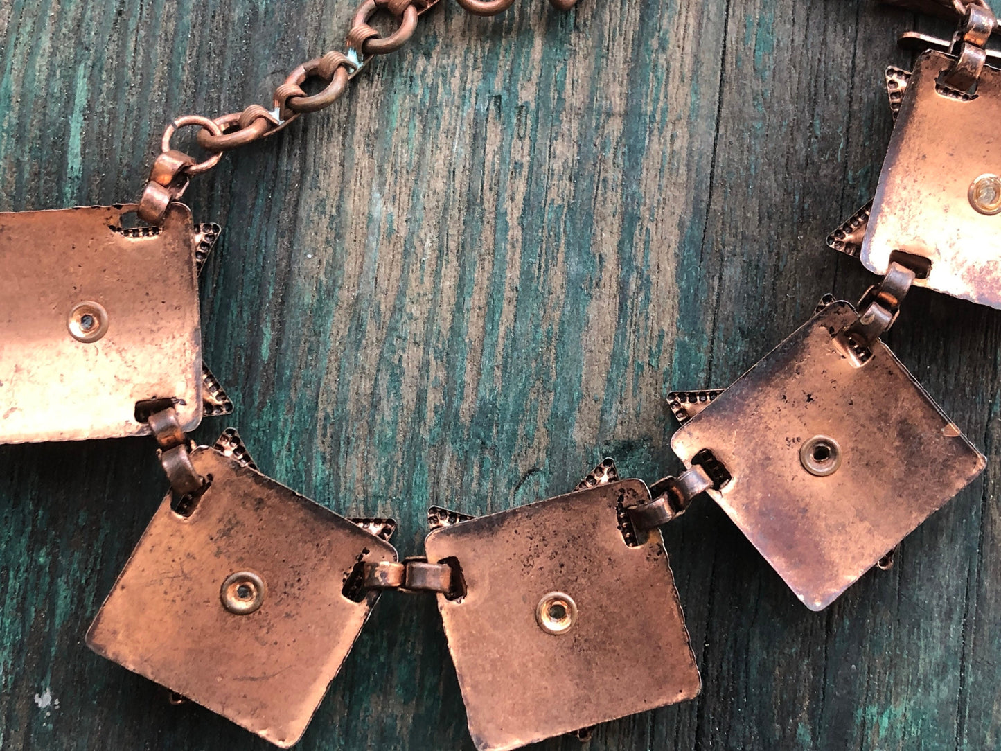Vintage Copper & Foil Confetti Lucite Choker Necklace