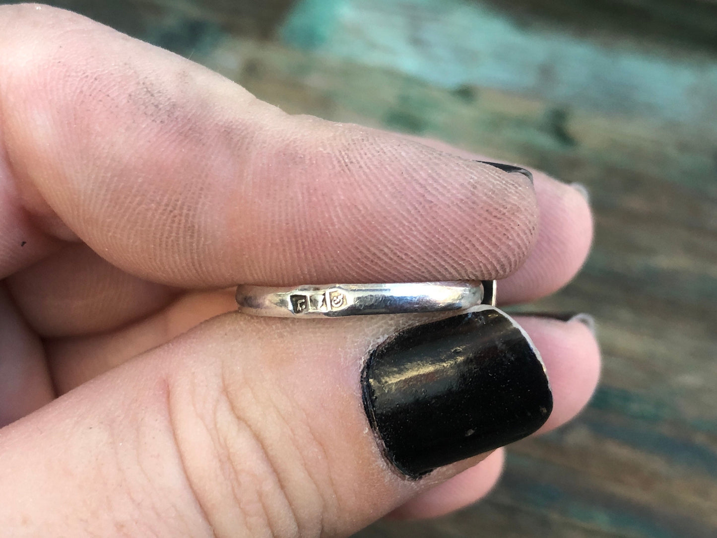 Antique Blue Enamel Scarab Sterling Silver Art Nouveau English Hallmarked Ring