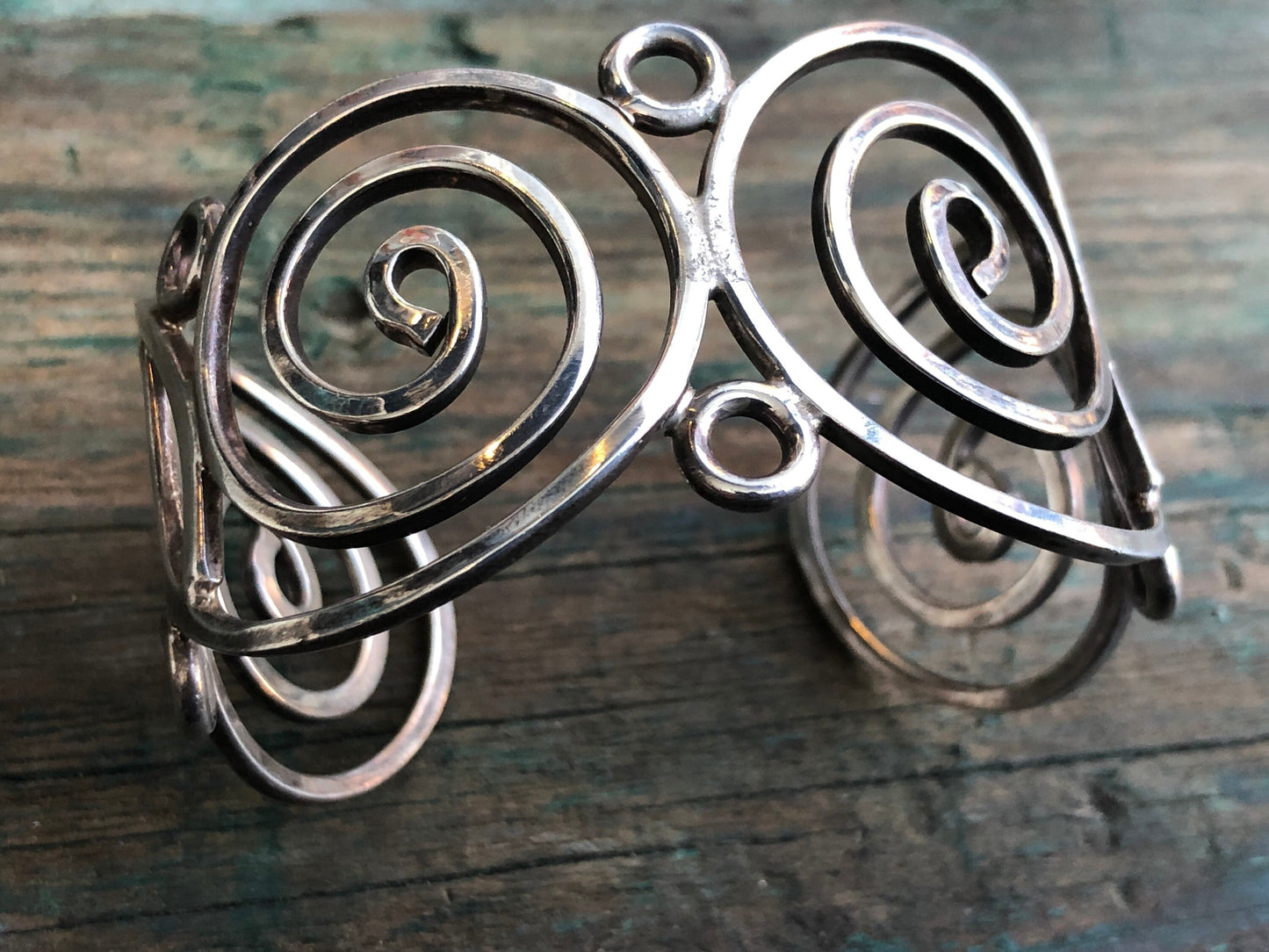 Vintage Sterling Modernist Swirl Cuff Bracelet