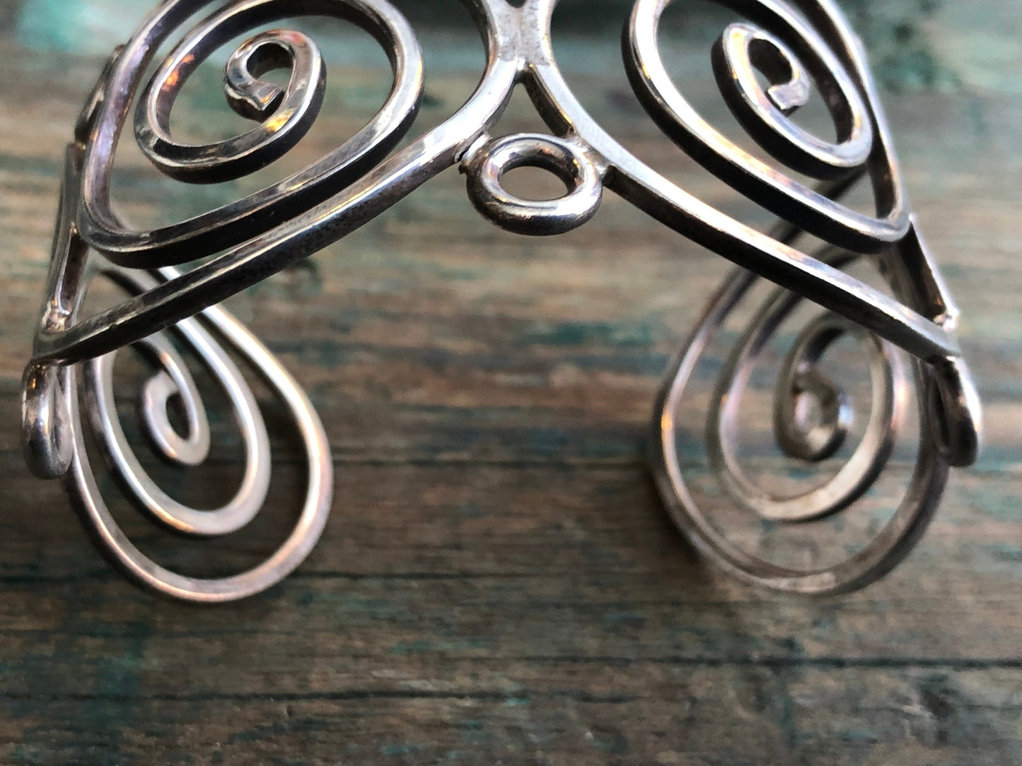 Vintage Sterling Modernist Swirl Cuff Bracelet