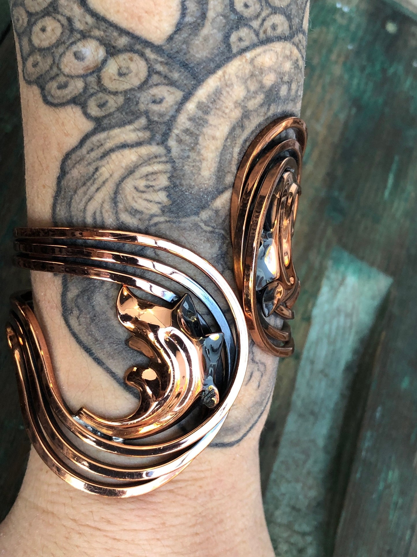Vintage Unique Renoir Matisse Cooper Chunky Hinged Clamper Cuff Bangle Bracelet