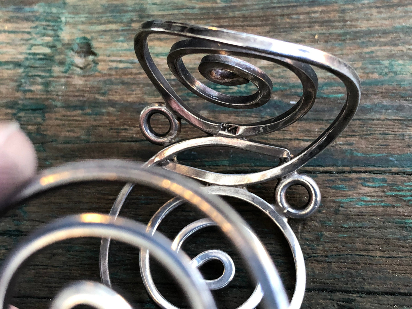 Vintage Sterling Modernist Swirl Cuff Bracelet
