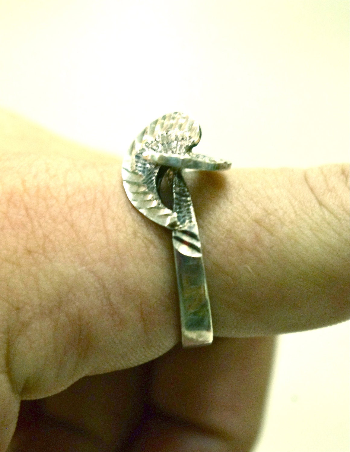 Vintage Sterling Silver Unique Twisted Metal Unisex Ring Southwest Mexican Design