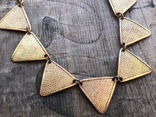 Vintage Triangle Geometric Brass Necklace