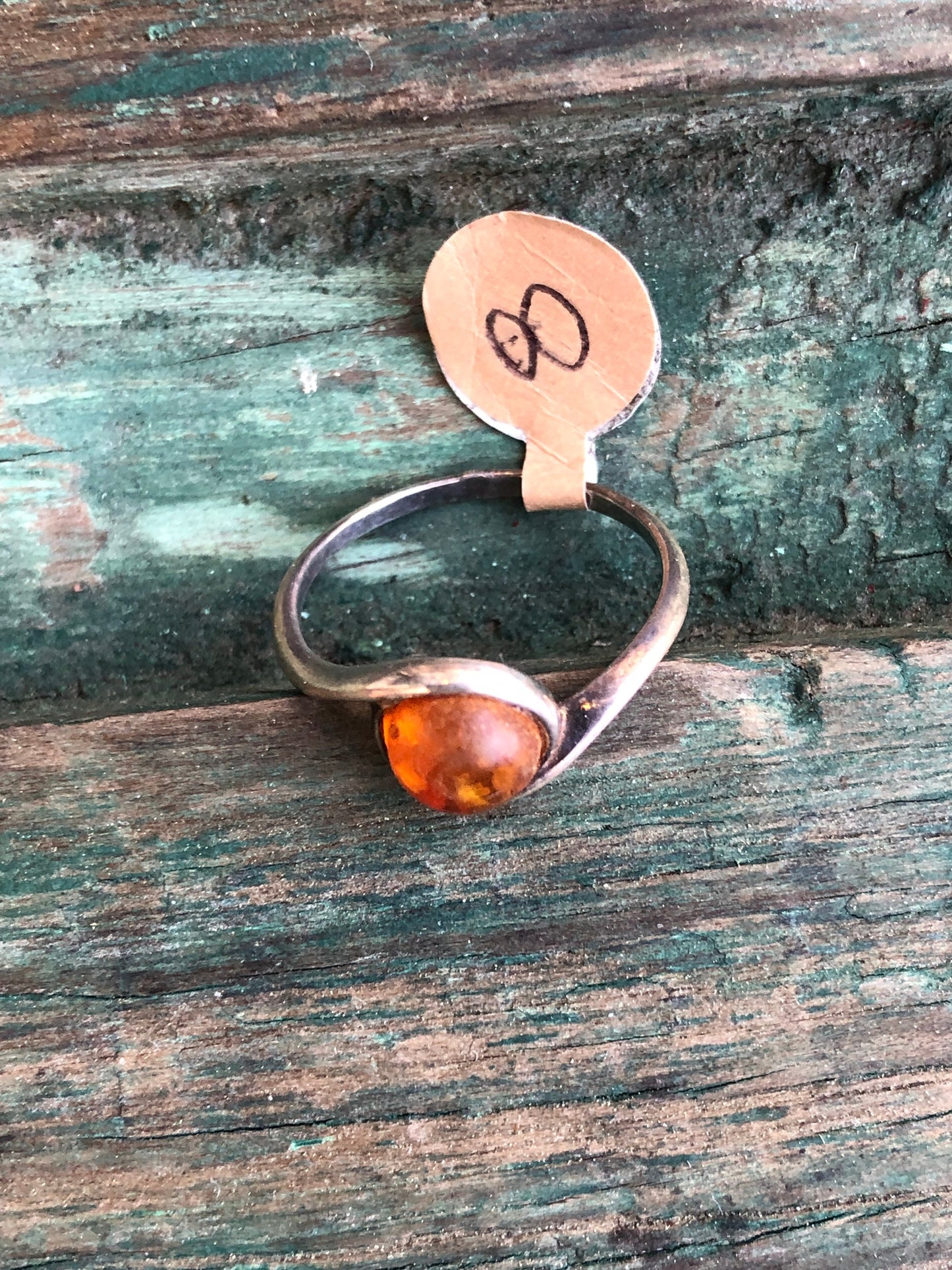 Vintage Sterling Silver Baltic Amber Ring
