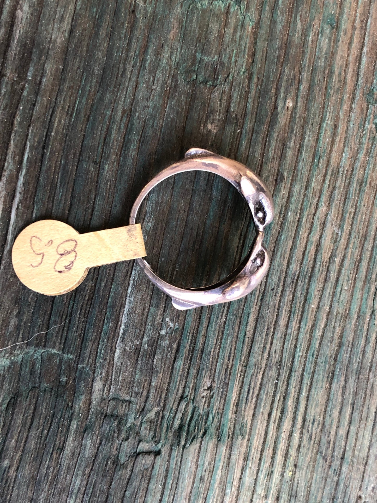 Vintage Sterling Silver Double Dolphin Open Bypass Ring