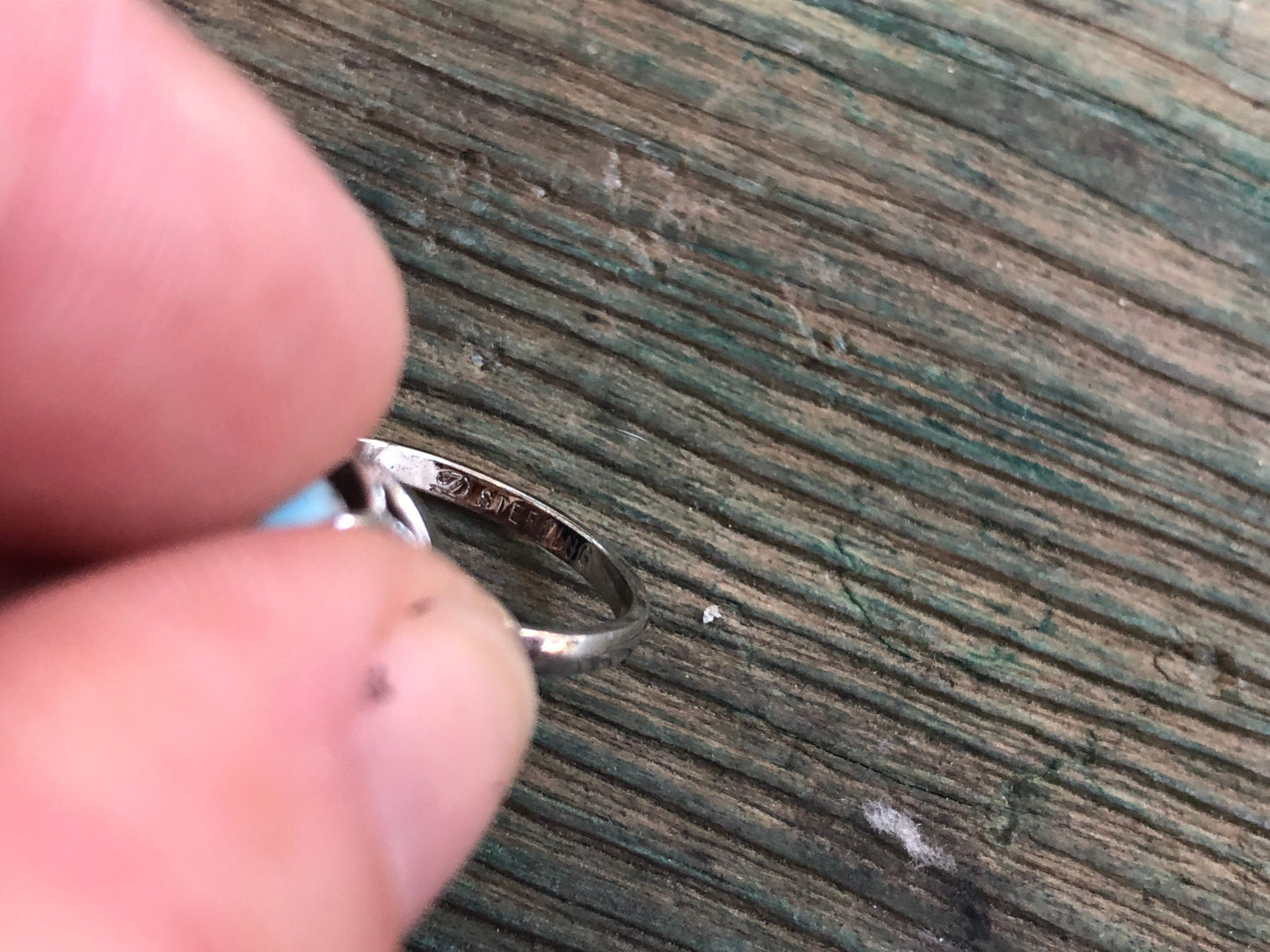 Vintage Sterling Silver & Turquoise Czech Hubbell Art Glass Signed Ring