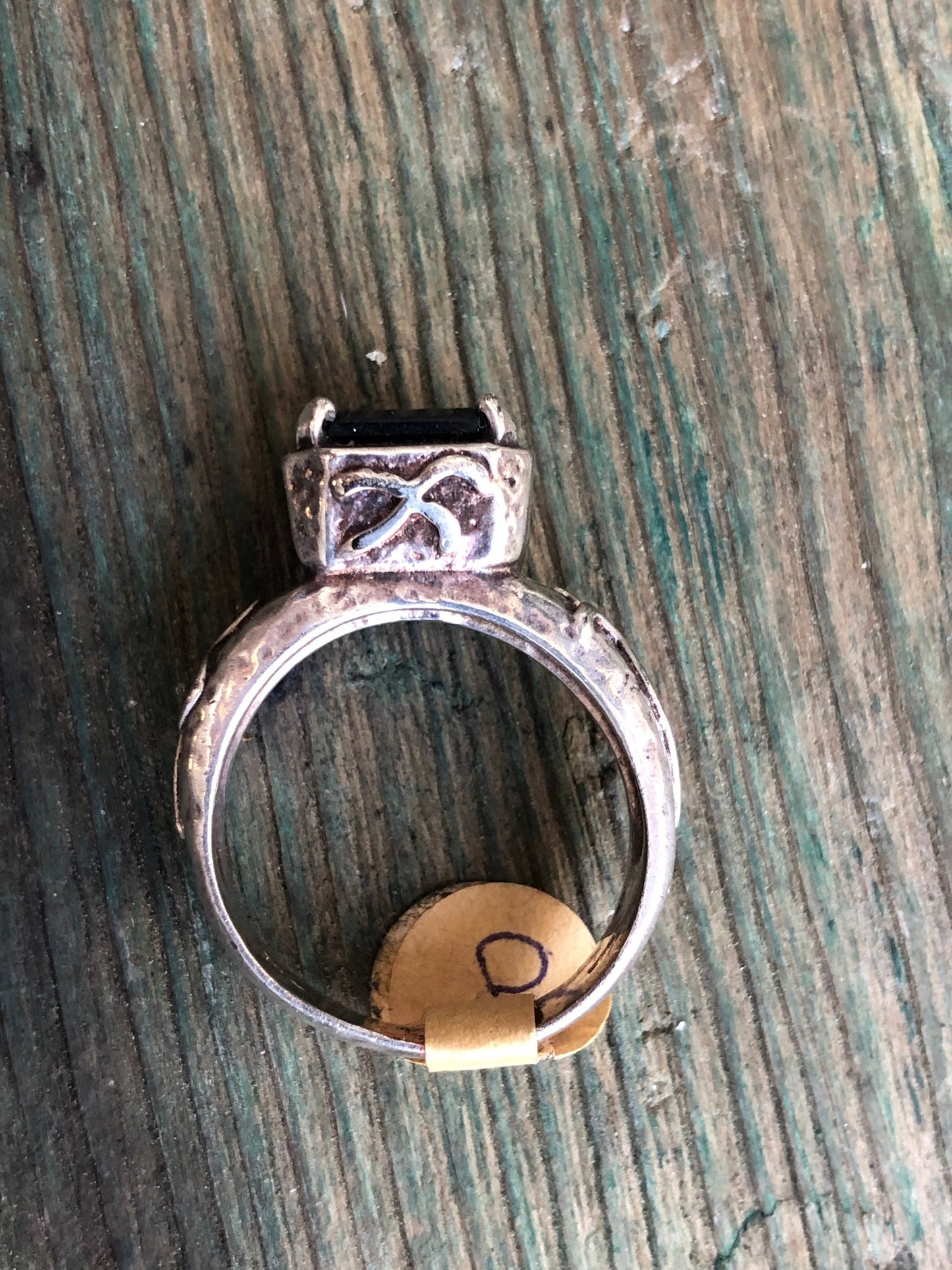 Vintage Red Garnet Chunky Hammered Unique Sterling Silver Ring