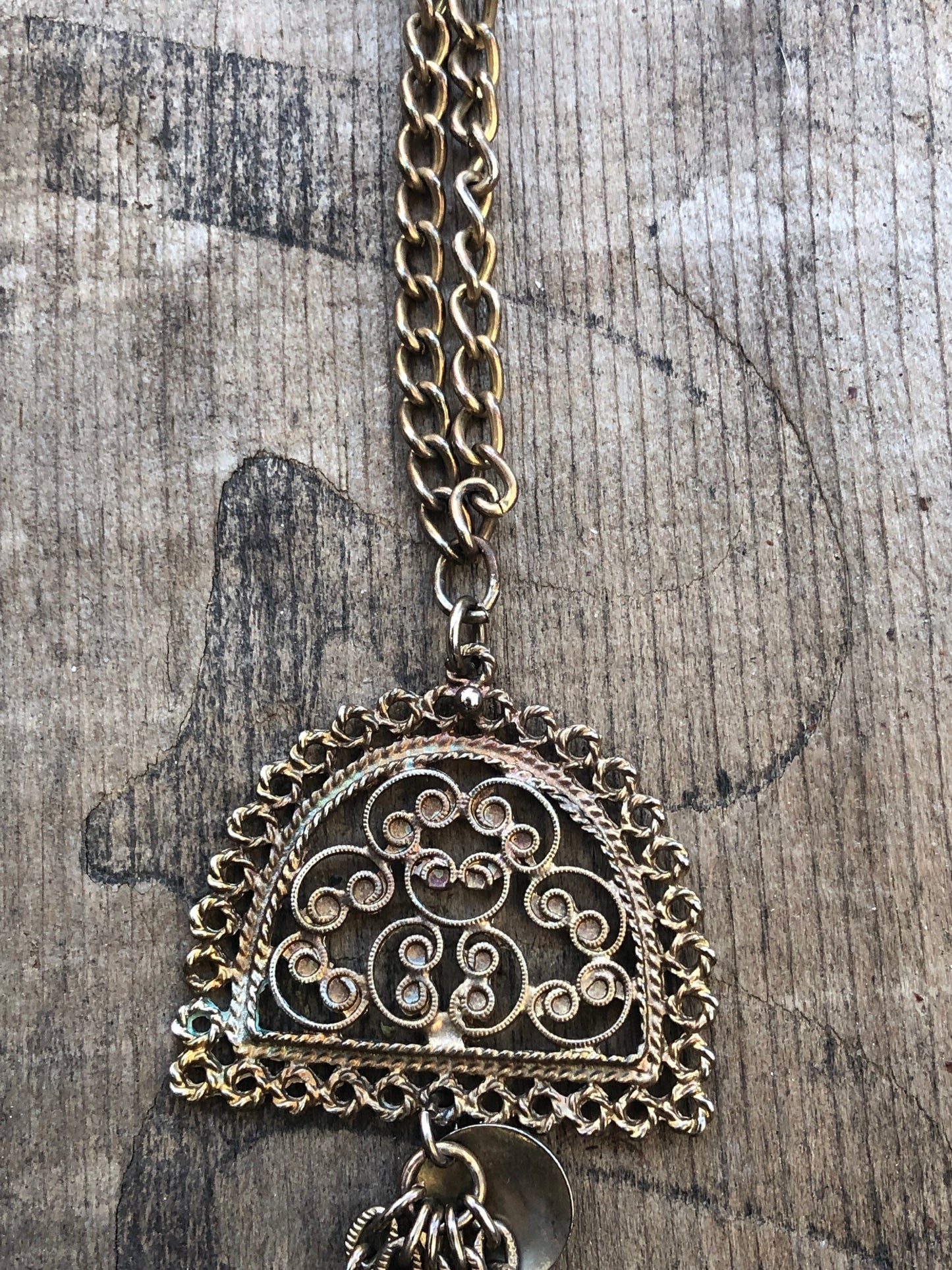 Vintage Gold Ornate Tassel Necklace