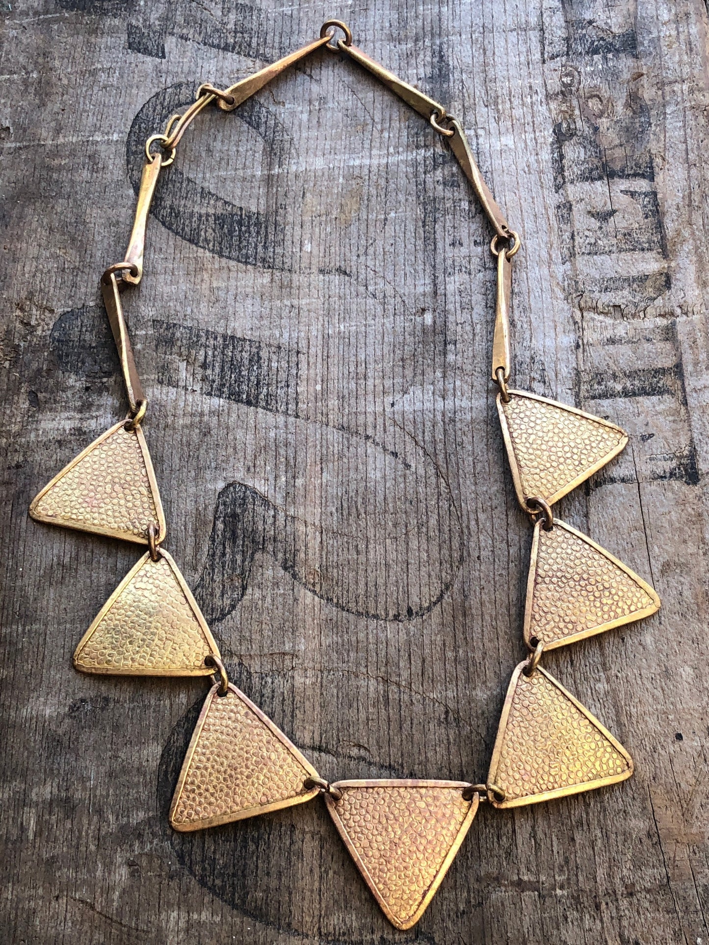 Vintage Triangle Geometric Brass Necklace