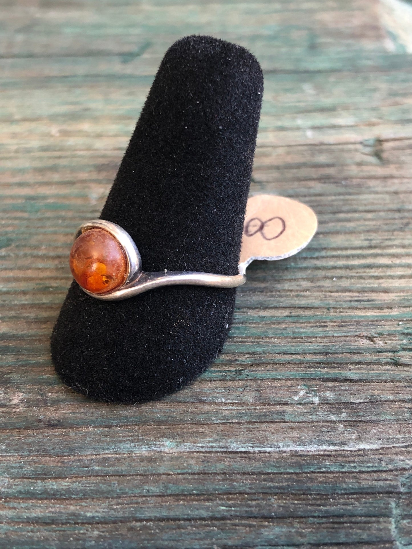 Vintage Sterling Silver Baltic Amber Ring