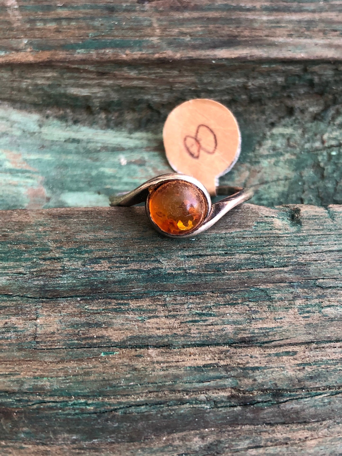 Vintage Sterling Silver Baltic Amber Ring