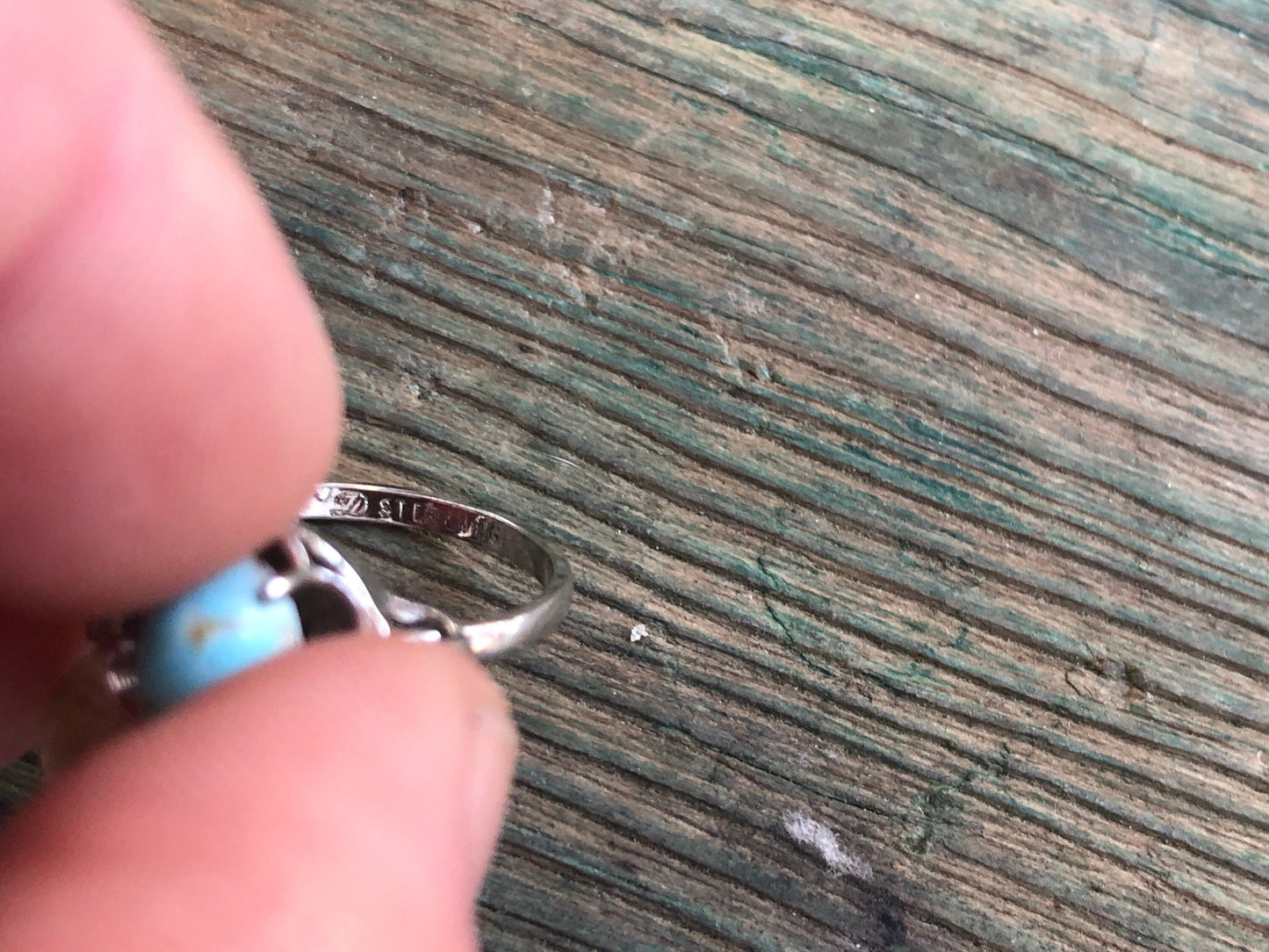 Vintage Sterling Silver & Turquoise Czech Hubbell Art Glass Signed Ring