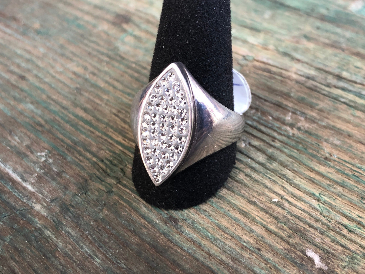 Vintage Super Sparkle Diamond Shaped Zircon Sterling Silver Ring