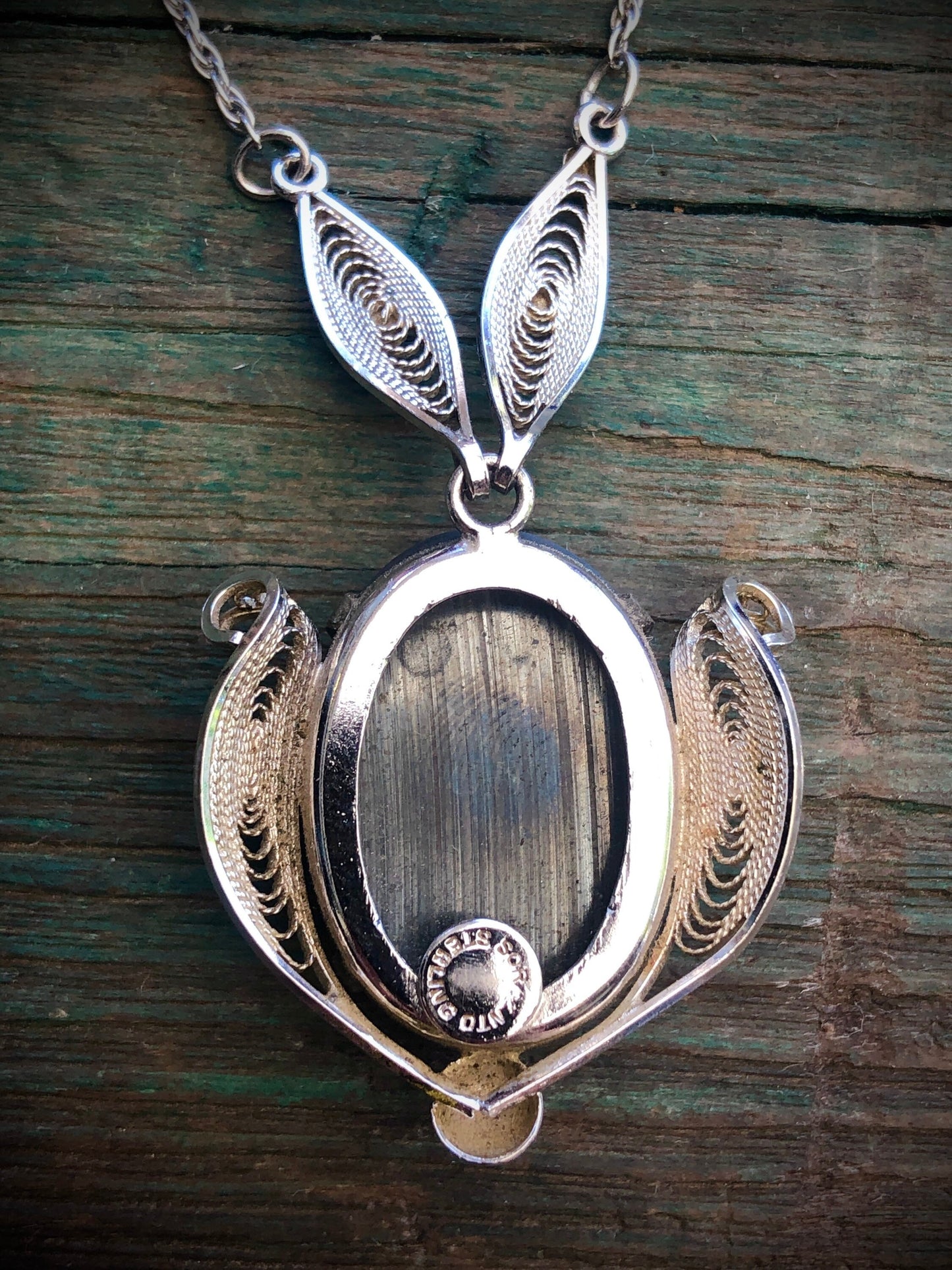 Vintage Sterling Silver Filigree & Faceted Hematite Signed Sorrento Necklace and Earring Set