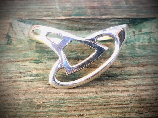 Vintage Modernist Mexican Geometric Chevron Sterling Silver Cuff Bracelet