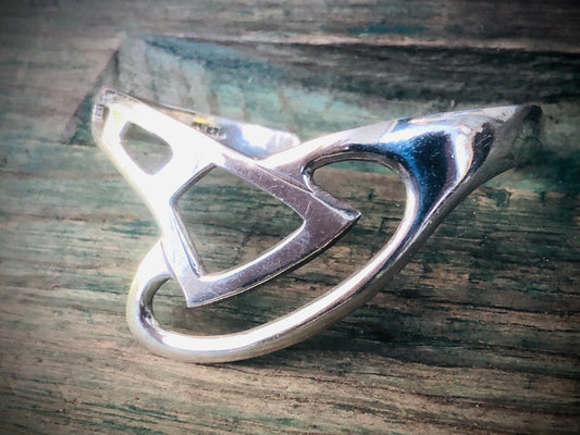 Vintage Modernist Mexican Geometric Chevron Sterling Silver Cuff Bracelet