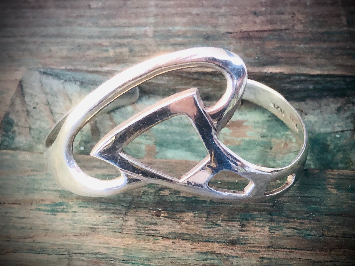 Vintage Modernist Mexican Geometric Chevron Sterling Silver Cuff Bracelet